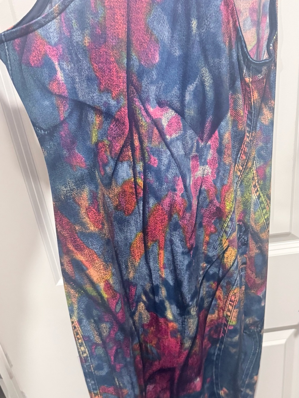 Multicolor Abstract Print Midi Dress - Blue & Pink